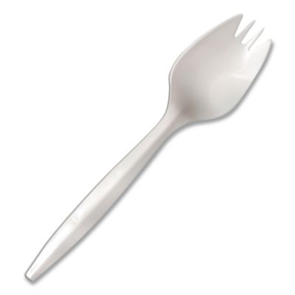 Mediumweight Polypropylene Cutlery, Spork, Plastic, White, 1,000/Carton