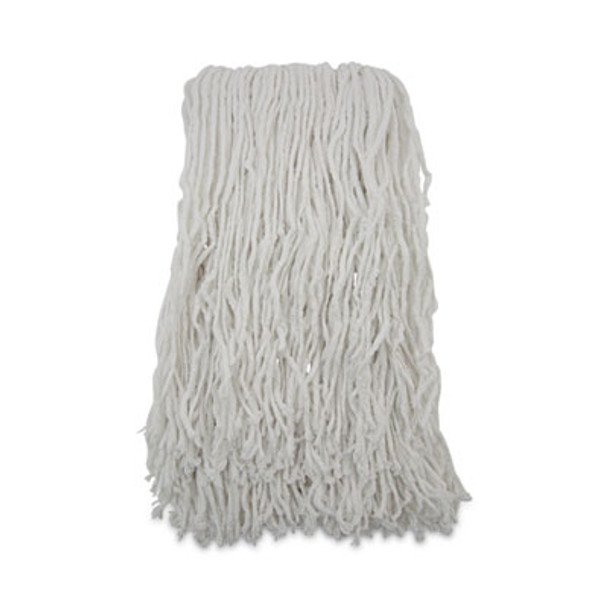 Cut-End Wet Mop Heads, Rayon, White, 12/Carton