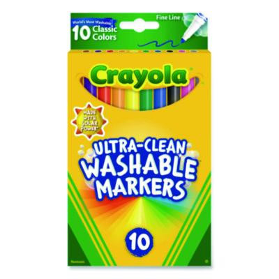 Ultra-Clean Washable Markers, Fine Line Precision Bullet Tip, Assorted Colors, 10/Box