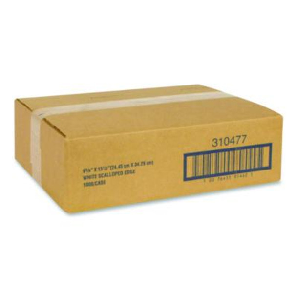 Placemats, Smooth Surface, Scalloped Edges, 13.5" x 9.63", White, 1,000/Carton