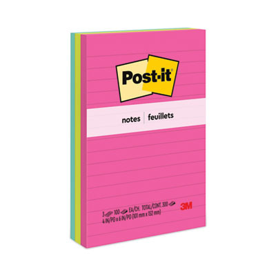 Original Pads In Poptimistic Collection Colors, Note Ruled, 4" x 6", 100 Sheets/Pad, 3 Pads/Pack