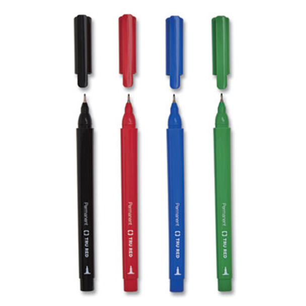 Permanent Marker, Pen-Style, Extra-Fine Needle Tip, Assorted Colors, 12/Pack