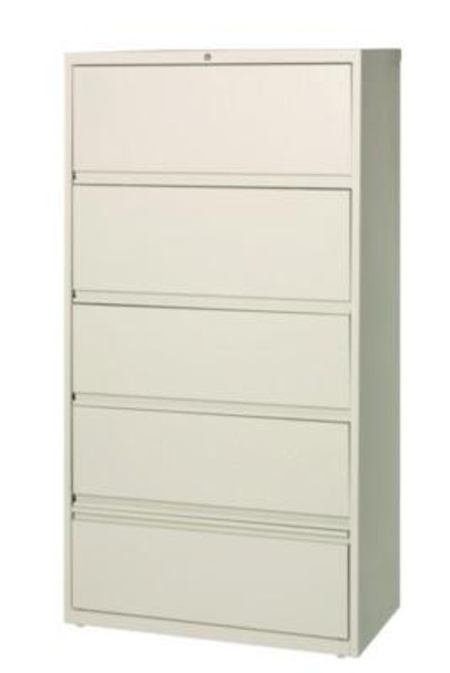Combo Lateral File Cabinet And Rollout File Shelf, 4 Letter/Legal/A4-Size Shelves And 1 Drawer, Putty, 36" x 18.63" x 68.63"