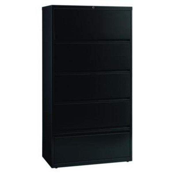 Combo Lateral File Cabinet And Rollout File Shelf, 4 Letter/Legal/A4-Size Shelves And 1 Drawer, Black, 36" x 18.63" x 68.63"