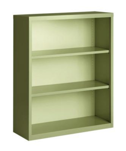 Three-Shelf Metal Bookcase, 34.5" x 13" x 42", Putty