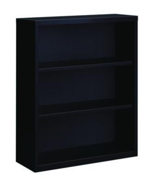Three-Shelf Metal Bookcase, 34.5" x 13" x 42", Black