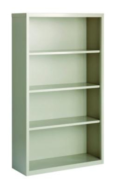 Four-Shelf Metal Bookcase, 34.5" x 13" x 60", Light Gray
