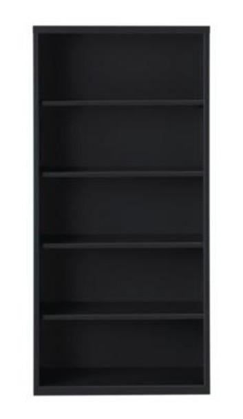 Five-Shelf Metal Bookcase, 34.5" x 13" x 72", Black