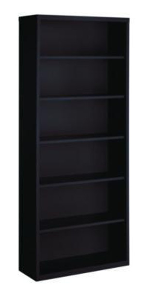 Six-Shelf Metal Bookcase, 34.5" x 13" x 82", Black