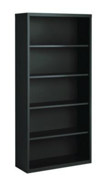 Five-Shelf Metal Bookcase, 34.5" x 13" x 72", Charcoal