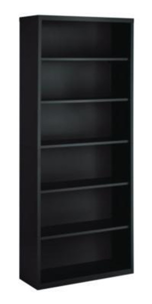 Six-Shelf Metal Bookcase, 34.5" x 13" x 82", Charcoal