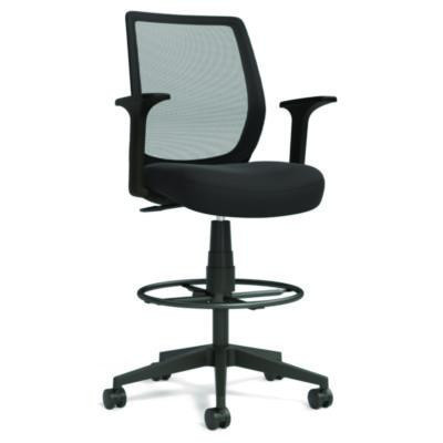 Alera Wessex Drafting Stool, Mesh Back, Supports Up To 275 Lb, 27.95 To 33.66 Seat Height, Black Seat, Black Back, Black Base