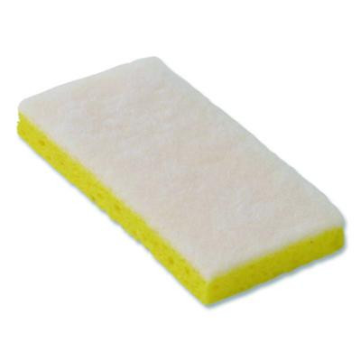 Resort Cut Scrub Sponge, Light Duty, 6.25" x 3.18", White/Yellow, 40/Carton