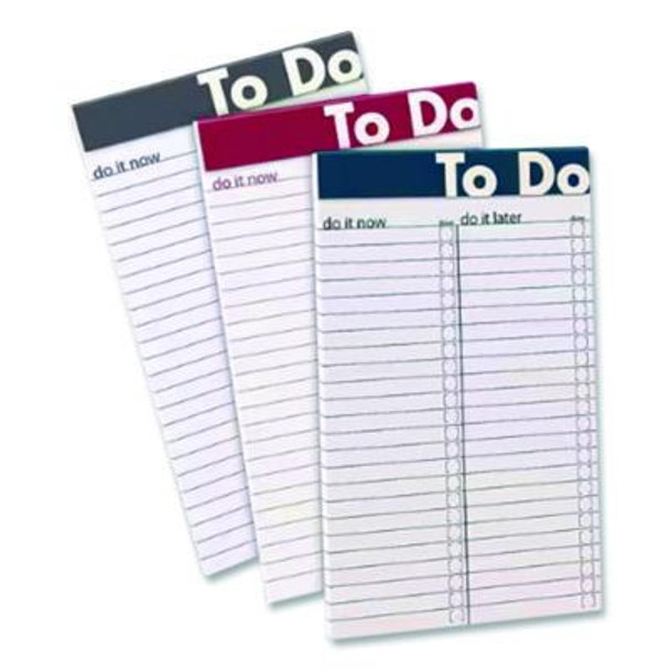 To Do Notepads, List-Management Format, Randomly Assorted Headband Colors, 50 White 5 X 8 Sheets