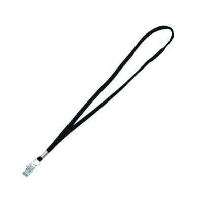 Metal Flat Clip Lanyard, 36" Long, Black, 100/Pack