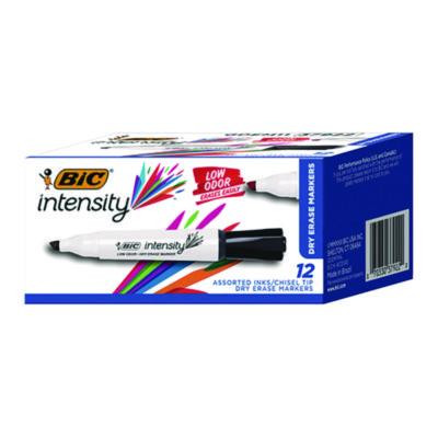 Intensity Low Odor Chisel Tip Dry Erase Marker, Broad Chisel Tip, Assorted Colors, Dozen