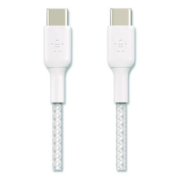 Boost Charge Braided Usb-C To Usb-C Cable, 3.3 Ft, White