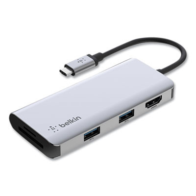 Connect 5-In-1 Multiport Adapter Hub, Gray