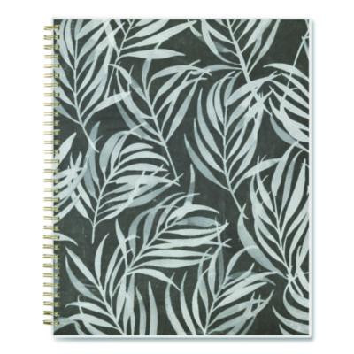 Dark Gray Gale Weekly/Monthly Lesson Planner, 9 Classes, Tropical Artwork, Gray/Mint Cover, 11 x 8.5 Sheets, 12-Month Span