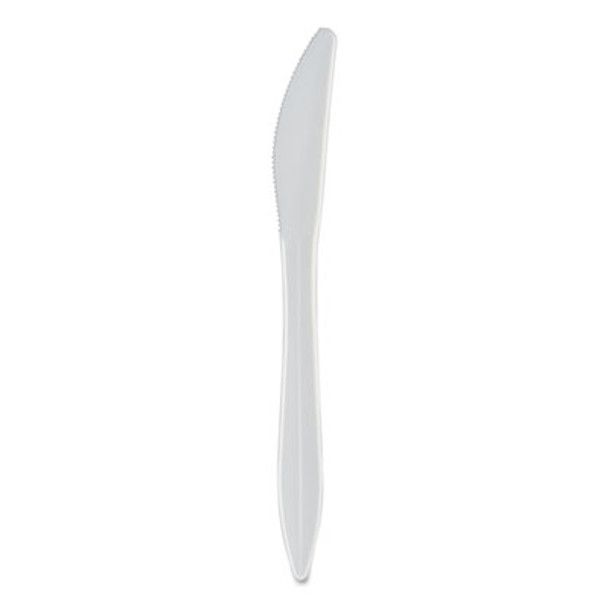 Mediumweight Polypropylene Cutlery, Knife, Plastic, White, 1,000/Carton
