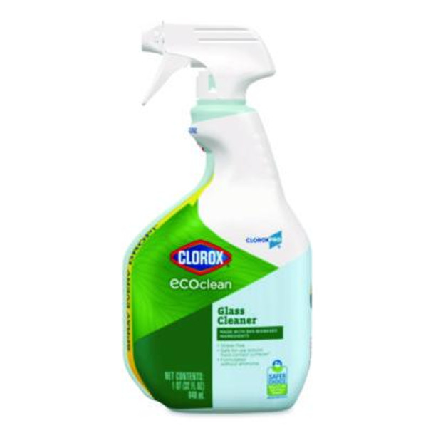 Clorox Pro Ecoclean Glass Cleaner, Unscented, 32 Oz Spray Bottle