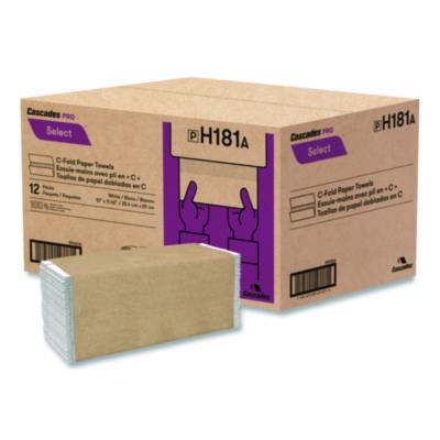 Select Folded Paper Towels, C-Fold Towels, 1-Ply, 11.44 x 10, White, 198 Towels/Pack, 12 Packs/Carton
