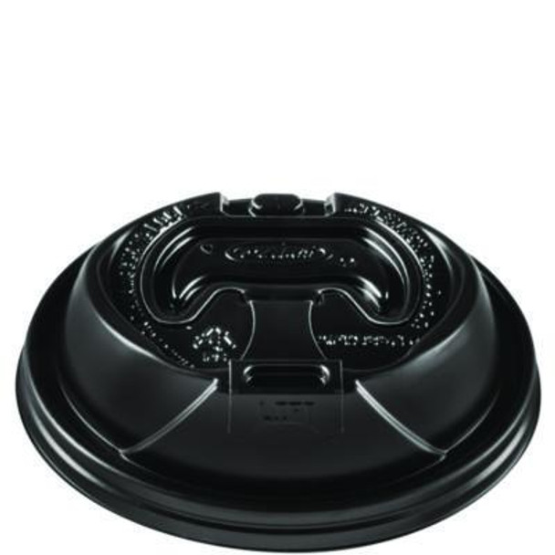 Optima Reclosable Lids For Hot Paper Cups, Fits 12 Oz To 24 Oz Hot Cups, Plastic, Black, 1,200/Carton