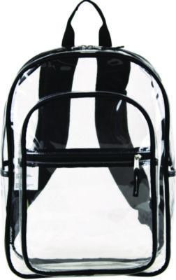 Clear With Color Trim Backpack, 11.5" x 5" x 16.5", Clear/Black