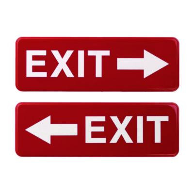 Emergency Exit Indoor/Outdoor Wall Sign, 9 x 3, Red Face, White Graphics, 2/Pack