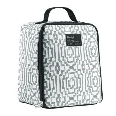 Lunch Bag, 8 x 6 x 10, Black And White Geometric