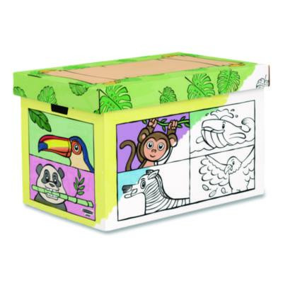 At Play Color In Toy Box, Animal Design, 1 Section, 39.27 Gal, 5.25 Cu Ft, 28" x 18" x 18", White/Black