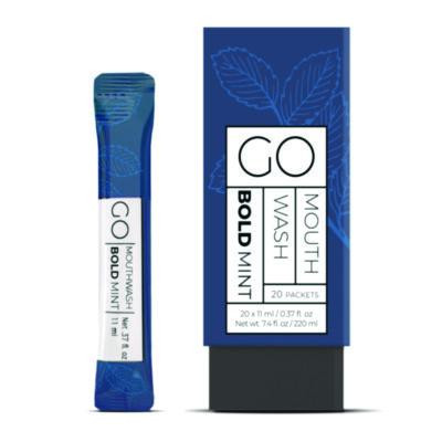 Individual Mouthwash Packets, Display Pack, Bold Mint Flavor, 0.37 Oz Packet, 20/Pack