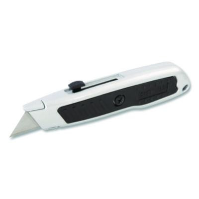 Retractable Utility Knife, 1.25" Blade, 3.5" Plastic Handle, Black/Gray