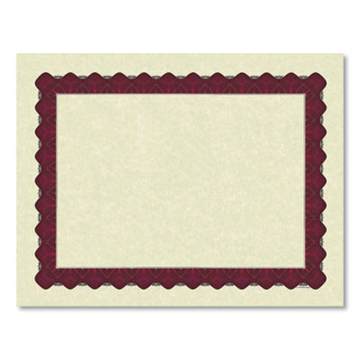 Metallic Border Certificates, 11 X 8.5, Ivory/Red With Red Border, 100/Pack