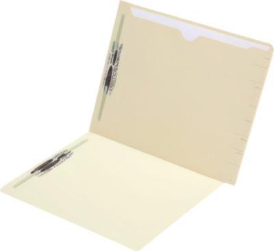 Full Pocket End Tab Fastener Folders, Straight Tab, 2 Fasteners, Letter Size, Manila, 50/Box