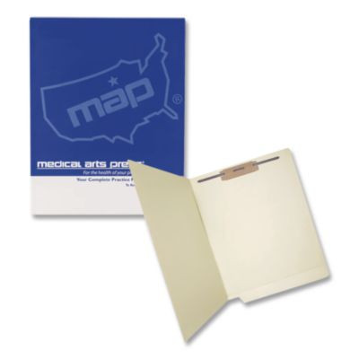 Full Pocket End Tab Fastener Folders, Straight Tab, Expands 0.75", 1 Fastener, Letter Size, Manila, 50/Box