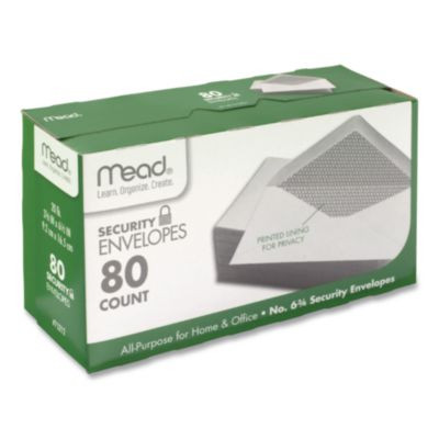 Security Tint Business Envelopes, #6 3/4, Monarch Flap, Gummed Closure, 3.63 x 6.5, White, 80/Box