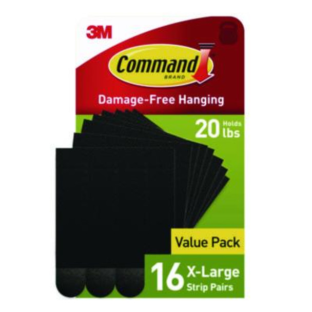 Picture Hanging Strips, X-Large, Removable, Holds Up To 20 Lbs Per 4 Pairs, 16 Strip Pairs/Pack