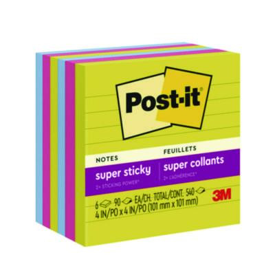 Note Pads In Summer Joy Color Collection Colors, 4" x 4", Note Ruled, 90 Sheets/Pad, 6 Pads/Pack