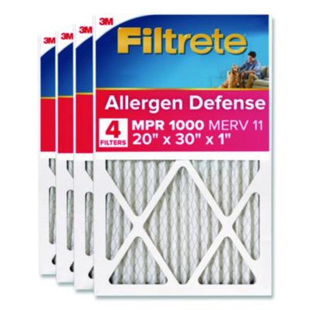 Allergen Defense Air Filter, Merv 11, Mpr 1000, 20 x 30, 4/Carton