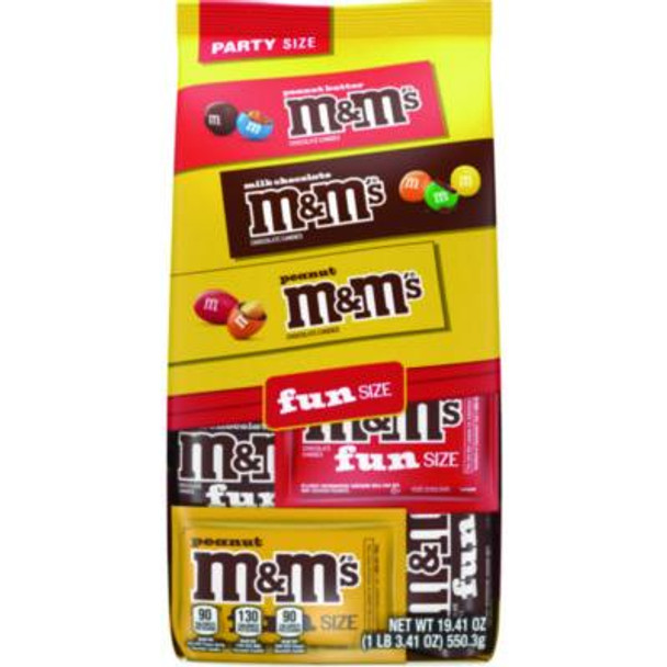 M And M'S Milk Chocolate, Peanut And Peanut Butter Variety Pack Fun Size Chocolate Candy Assortment, 19.41 Oz Bag