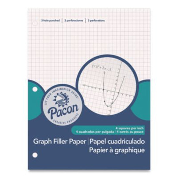 Composition Paper, 3-Hole, 8.5 x 11, 1/4", Quadrille: 4 Sq/In, 500 Sheets/Ream