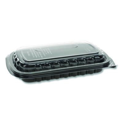 Mealmaster Rib Container, 10 x 7.1 x 2.1, Black/Clear, Plastic, 90/Carton