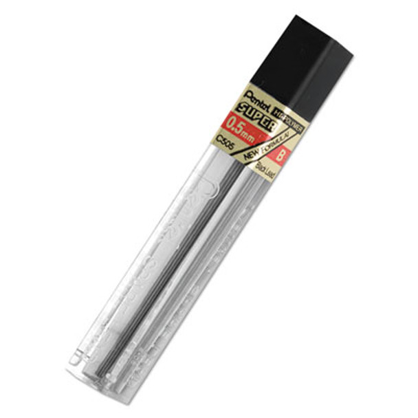 Super Hi-Polymer Lead Refills, 0.5 Mm, B, Black, 12/Tube
