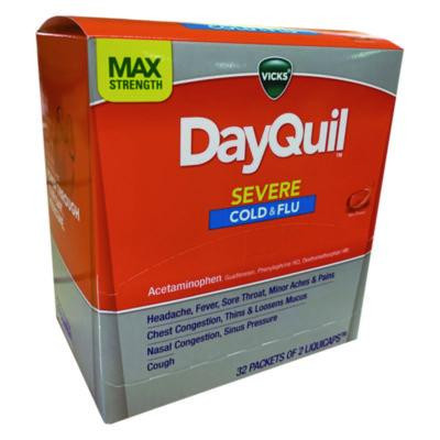 Severe Cold And Flu Relief Liquicaps, 2 Liquicaps/Packet, 32 Packets/Box