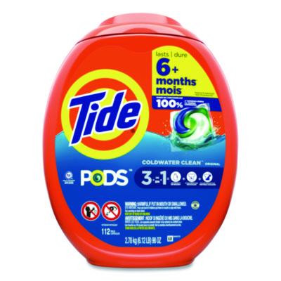 Pods Laundry Detergent, Pods, Tide Original Scent, 112 Pods/Tub