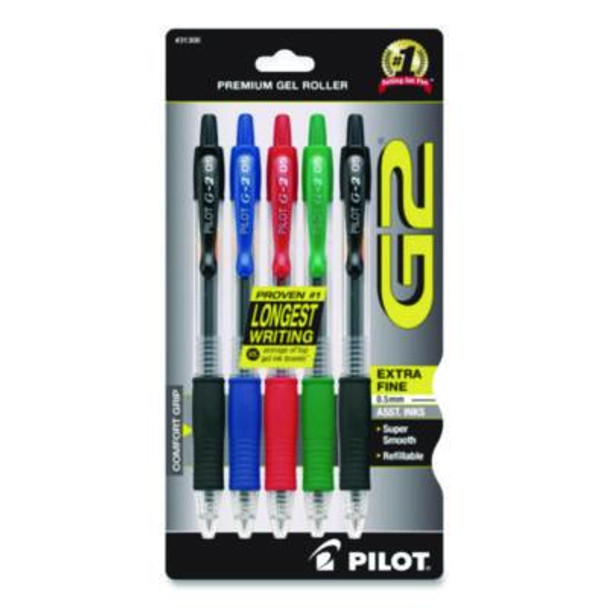 G2 Premium Gel Pen, Retractable, Extra-Fine 0.5 Mm, Assorted Ink And Barrel Colors, 5/Pack
