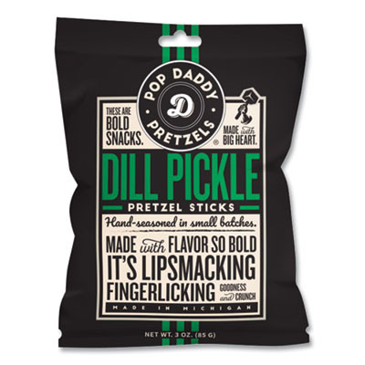 Dill Pickle Pretzel Sticks, 3 Oz Bag, 15/Carton