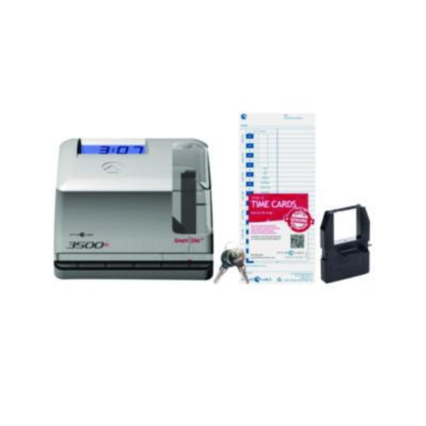3500 Smart Site Punch Card Time Clock System, Dc Powered Operation, Light Gray