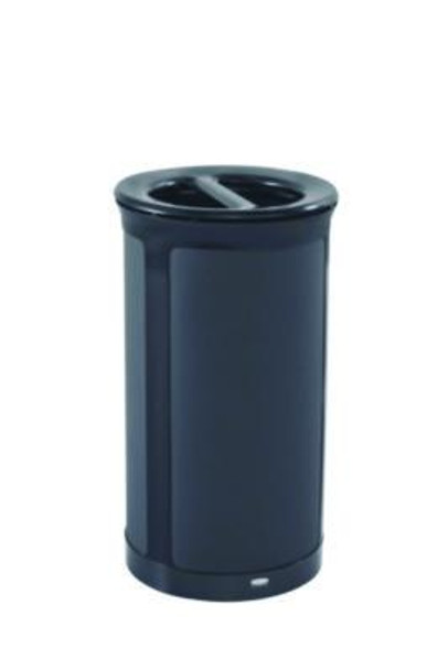 Enhance Series Waste Receptacle, Dual Top Hole, 33 Gal, Metal, Jet Black Metallic